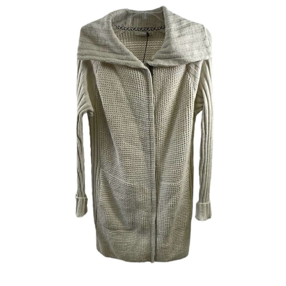 Prana NWT Ivory Ribbed Knit Yunna Cardigan Size XS